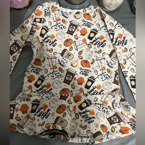 Handmade pumpkin spice baby dress